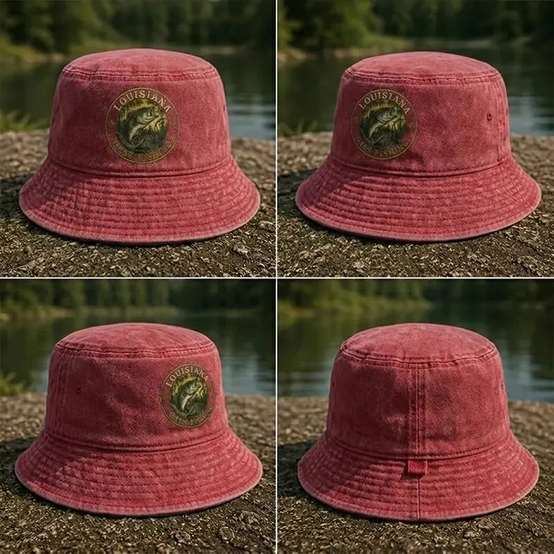 Louisiana Bass Fishing Embroidered Bucket Hat