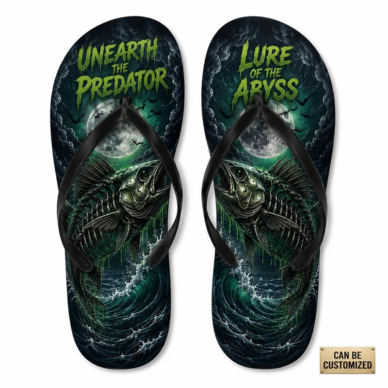 Lure Of The Abyss Skeleton Fishing Flip Flops