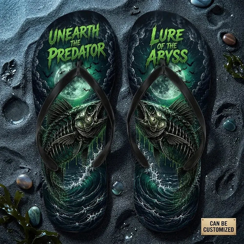 Lure Of The Abyss Skeleton Fishing Flip Flops