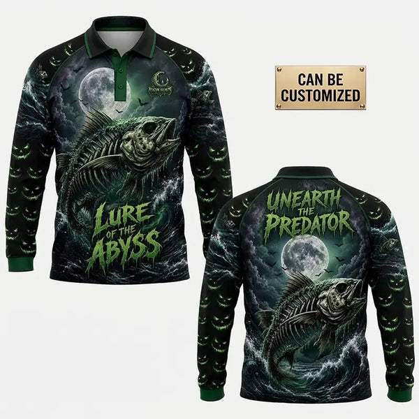 Lure Of The Abyss Skeleton Fishing Polo Long Sleeve Shirt 2026