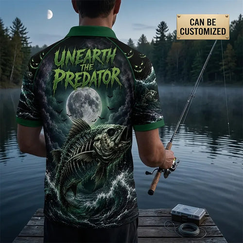 Lure Of The Abyss Skeleton Fishing Polo Shirt