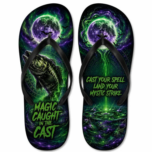 Magic Caught In The Cast Halloween Fishing Flip Flops