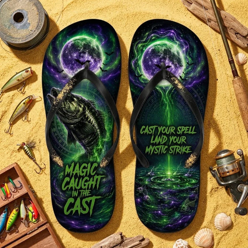 Magic Caught In The Cast Halloween Fishing Flip Flops