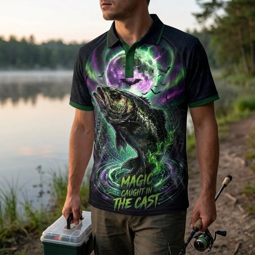Magic Caught In The Cast Halloween Fishing Polo Shirt