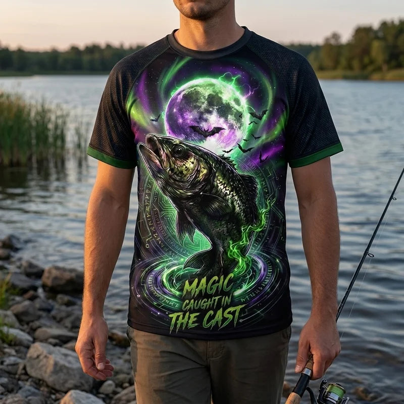 Magic Caught In The Cast Halloween Fishing T-Shirt 2026
