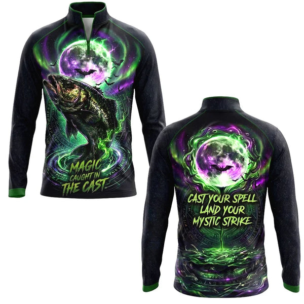 Magic Caught In The Cast Halloween Fishing Zip Long Sleeve Shirt 2026