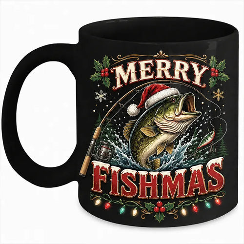 Merry Fishmas Funny Fishing Mug