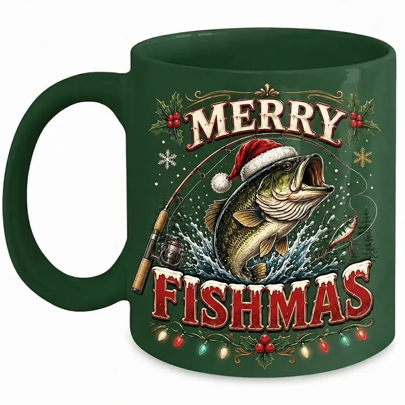 Merry Fishmas Funny Fishing Mug 2026