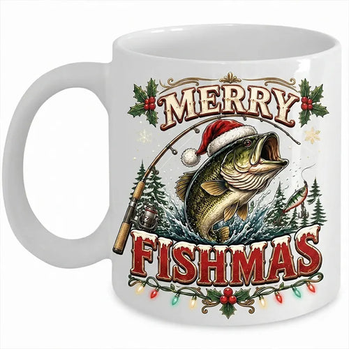 Merry Fishmas Funny Fishing Mug