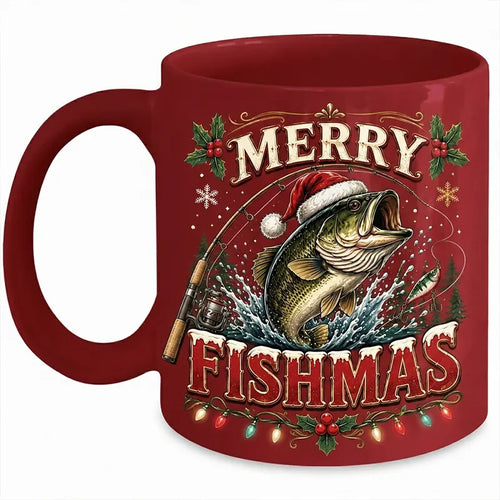 Merry Fishmas Funny Fishing Mug