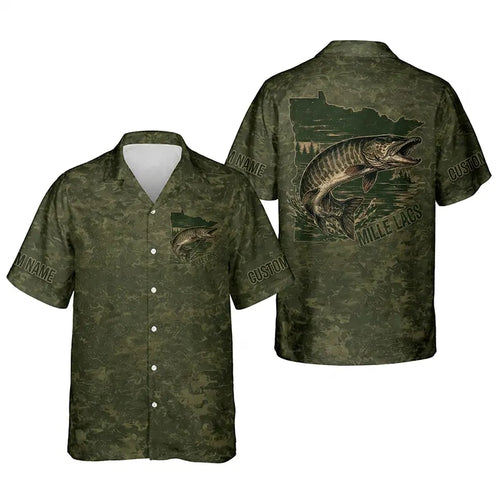 Minnesota Mille Lacs Muskie Fishing Personalized Apparel - Camo Base