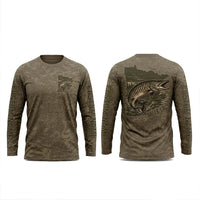 Minnesota Mille Lacs Muskie Fishing Personalized Apparel - Khaki Brown