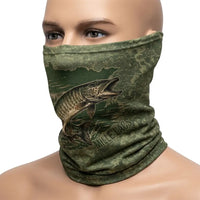 Minnesota Mille Lacs Muskie Fishing Neck Gaiter - Camo Base