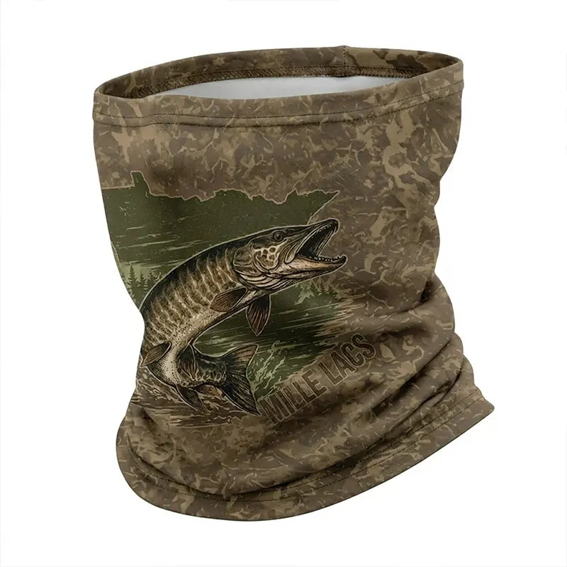 Minnesota Mille Lacs Muskie Fishing Neck Gaiter - Khaki Brown