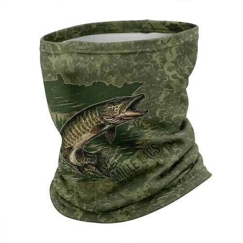 Minnesota Mille Lacs Muskie Fishing Neck Gaiter - Moss Green