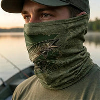 Minnesota Mille Lacs Muskie Fishing Neck Gaiter - Moss Green
