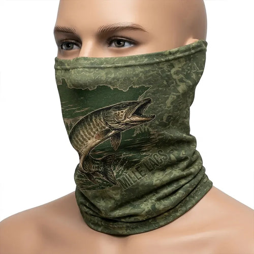 Minnesota Mille Lacs Muskie Fishing Neck Gaiter - Moss Green