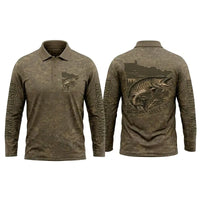 Minnesota Mille Lacs Muskie Fishing Personalized Apparel - Khaki Brown