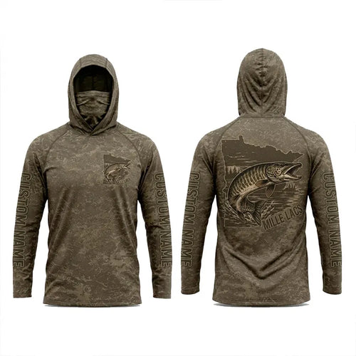 Minnesota Mille Lacs Muskie Fishing Personalized Apparel - Khaki Brown
