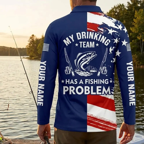 My Drinking Team Has A Fishing Problem Polo Long Sleeve Shirt