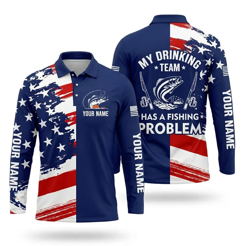 My Drinking Team Has A Fishing Problem Polo Long Sleeve Shirt