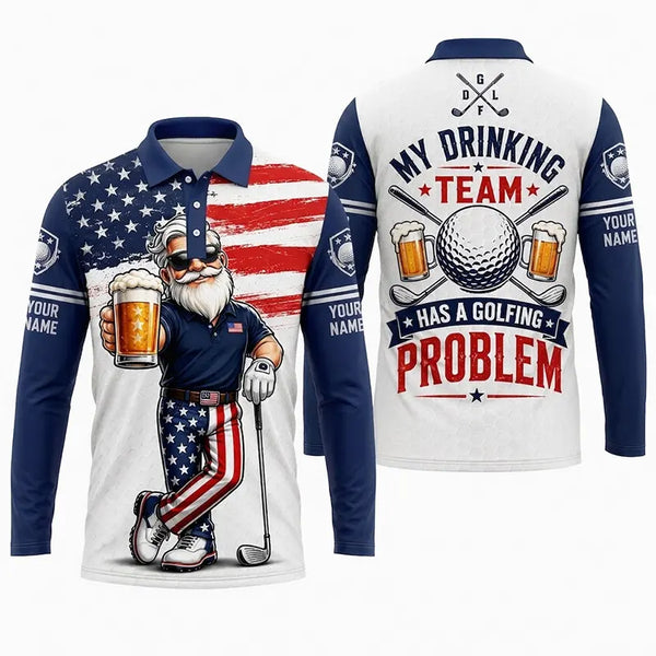 My Drinking Team Has A Golfing Problem Polo Long Sleeve Shirt