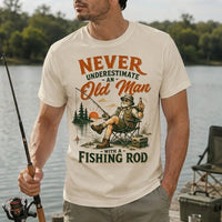 Never Underestimate an Old Man with a Fishing Rod Fishing T-Shirt
