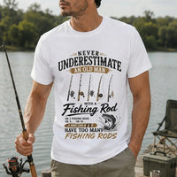 Never Underestimate an Old Man with a Fishing Rod T-Shirt