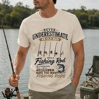 Never Underestimate an Old Man with a Fishing Rod T-Shirt