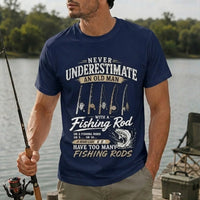 Never Underestimate an Old Man with a Fishing Rod T-Shirt