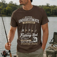 Never Underestimate an Old Man with a Fishing Rod T-Shirt