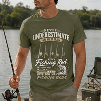 Never Underestimate an Old Man with a Fishing Rod T-Shirt