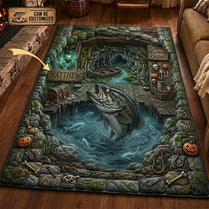 Nightmare Caught Customized Fishing Halloween Rug 2026