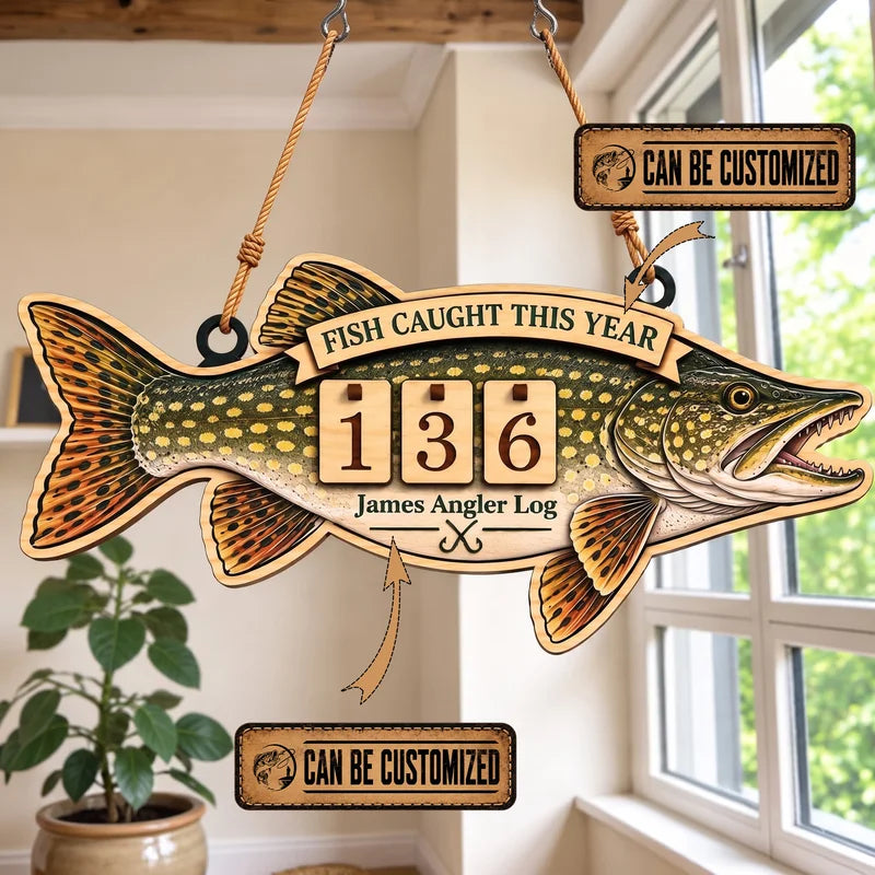 Personalized Wooden Fishing Catch Log Wooden Tracker