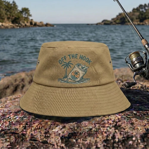 Off The Hook Retro Fishing Embroidered Bucket Hat