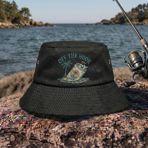 Off The Hook Retro Fishing Embroidered Bucket Hat