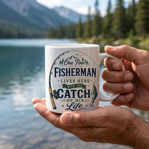 One Fine Fisherman Lives Here Fishing Mug