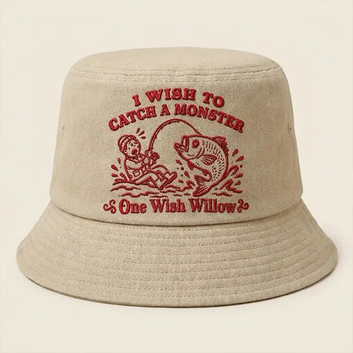 One Wish Willow I Wish To Catch A Monster Embroidered Bucket Hat
