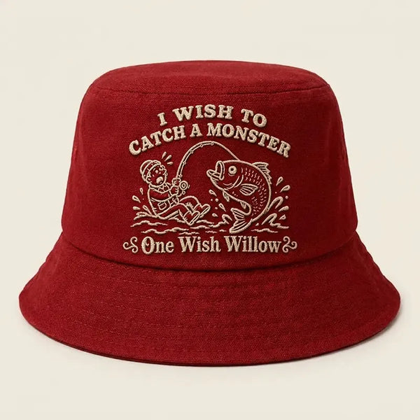 One Wish Willow I Wish To Catch A Monster Embroidered Bucket Hat