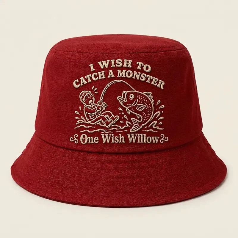 One Wish Willow I Wish To Catch A Monster Embroidered Bucket Hat