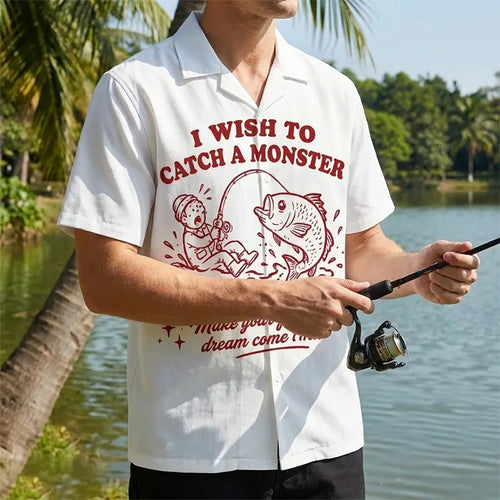 One Wish Willow I Wish To Catch A Monster Fishing Hawaiian Shirt