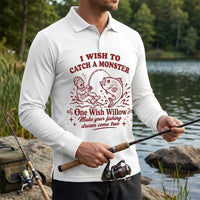 One Wish Willow I Wish To Catch A Monster Fishing Polo Long Sleeve Shirt