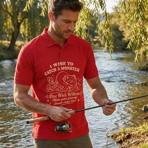 One Wish Willow I Wish To Catch A Monster Fishing Polo Shirt
