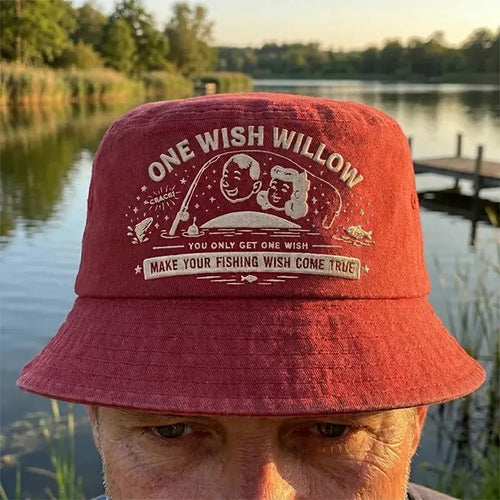 One Wish Willow Make Your Fishing Wish Come True Embroidered Bucket Hat
