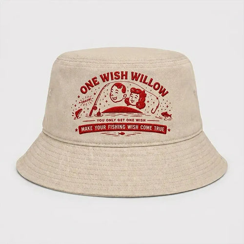 One Wish Willow Make Your Fishing Wish Come True Embroidered Bucket Hat