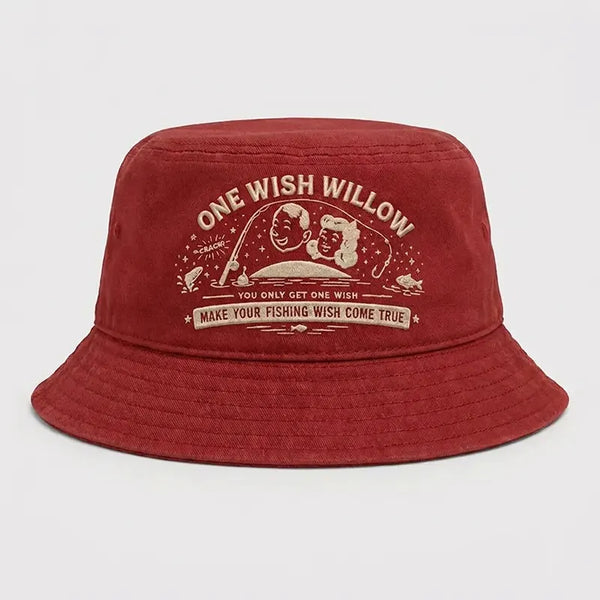 One Wish Willow Make Your Fishing Wish Come True Embroidered Bucket Hat