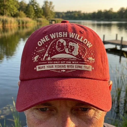 One Wish Willow Make Your Fishing Wish Come True Embroidered Fishing Cap