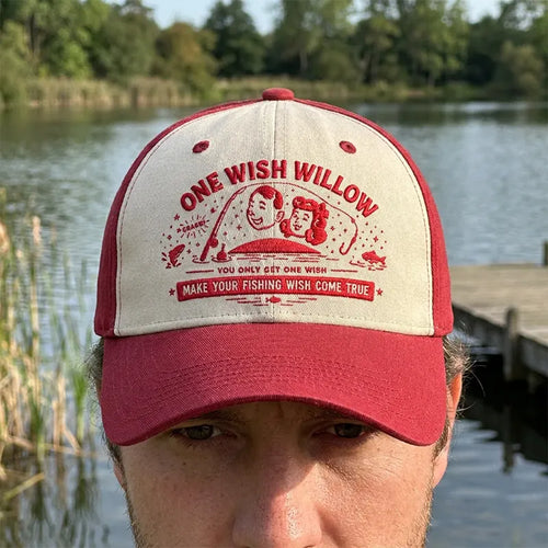 One Wish Willow Make Your Fishing Wish Come True Embroidered Fishing Cap