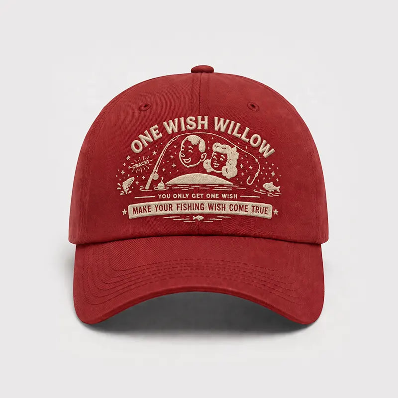 One Wish Willow Make Your Fishing Wish Come True Embroidered Fishing Cap