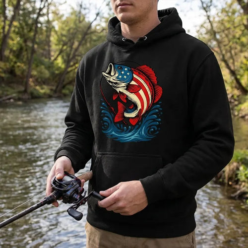 Patriotic Bass Fishing Hoodie